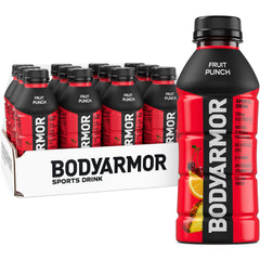 BODYARMOR front packaging showing 12-pack and convenient grab-and-go hydration