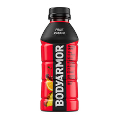 BODYARMOR poured into glass showing refreshing fruit punch color and clarity