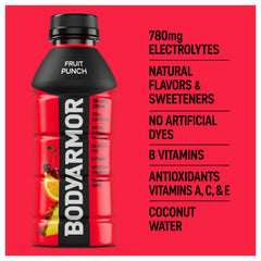 BODYARMOR single bottle side label highlighting natural flavors and coconut water