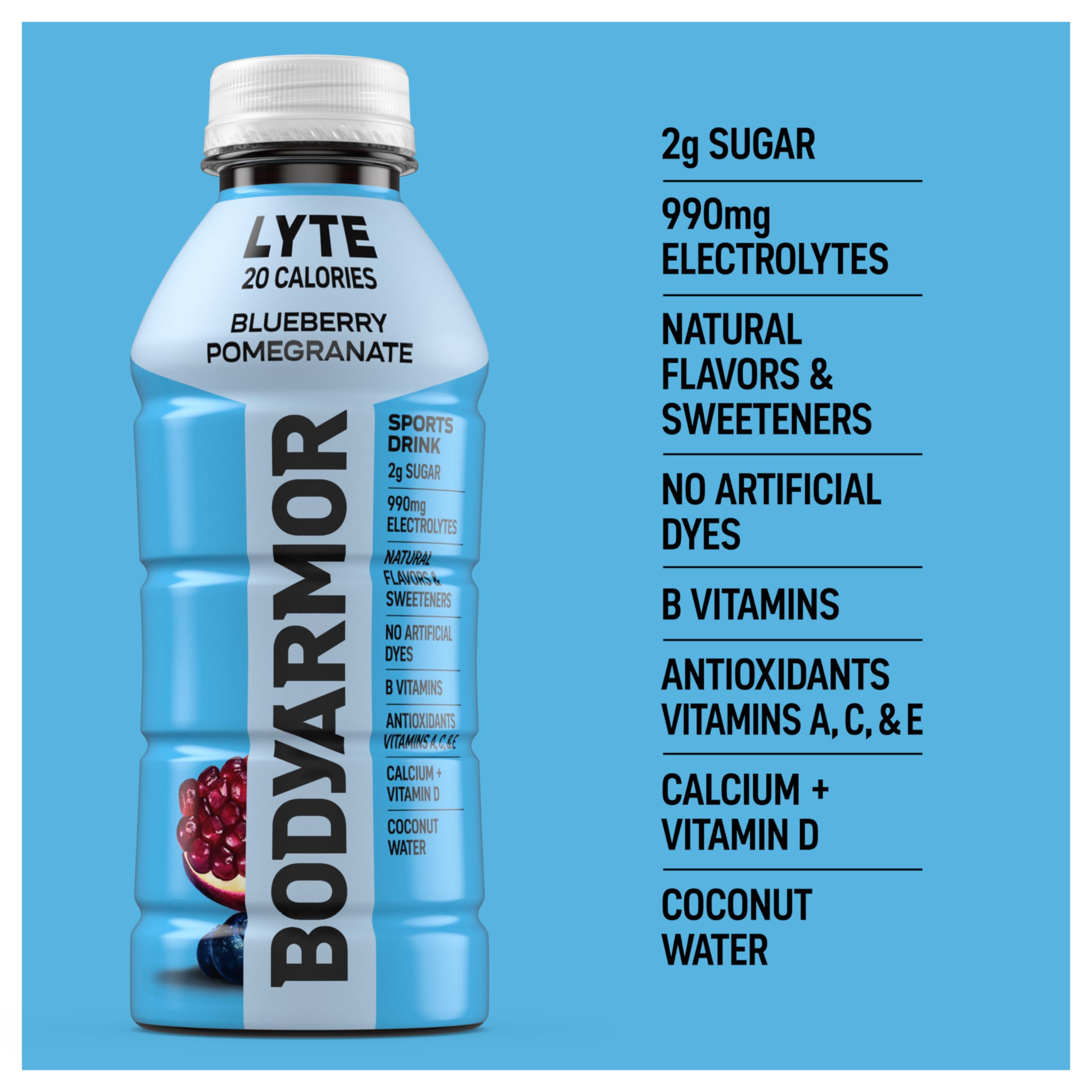BODYARMOR bottles on fridge shelf showing cold storage and ready-to-drink benefit