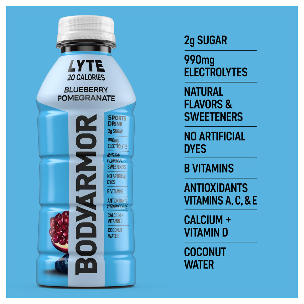 BODYARMOR bottles on fridge shelf showing cold storage and ready-to-drink benefit