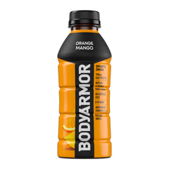 BODYARMOR pouring into a glass to show clear orange mango color and refreshment