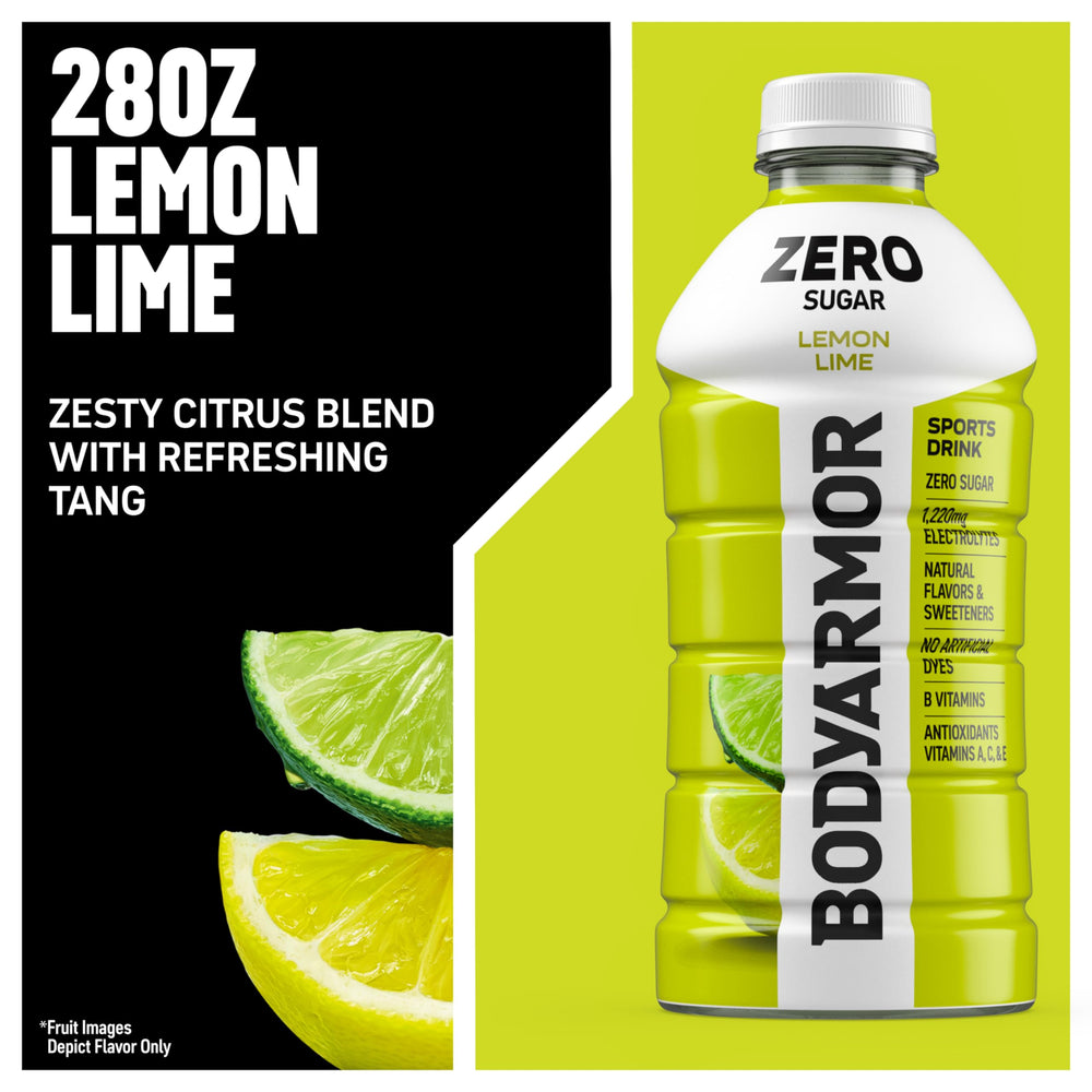 BODYARMOR Zero Lemon Lime bottle cap and neck ready to open for quick hydration