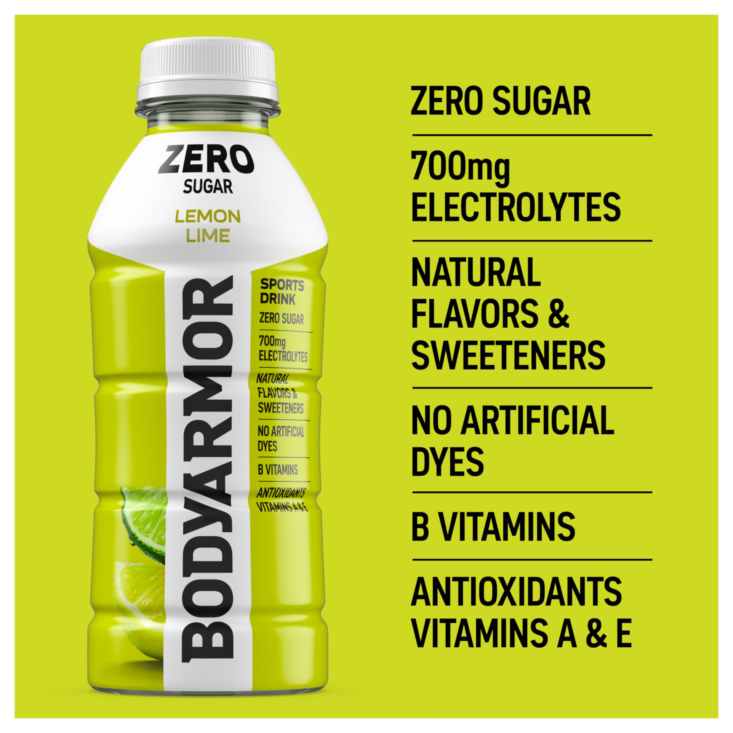 BODYARMOR Zero Lemon Lime bottle inside gym bag ready to replenish electrolytes after workouts
