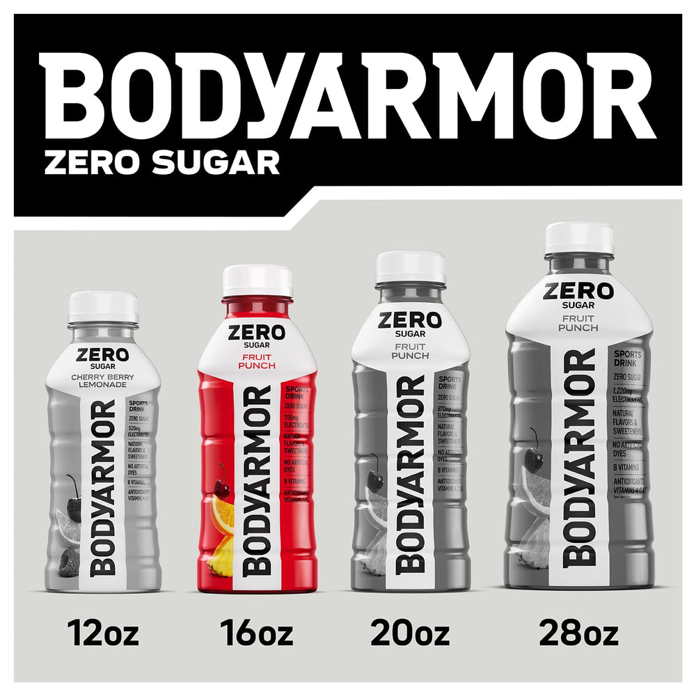 BODYARMOR Zero Lemon Lime bottle in outdoor setting suggesting portable hydration for active lifestyles