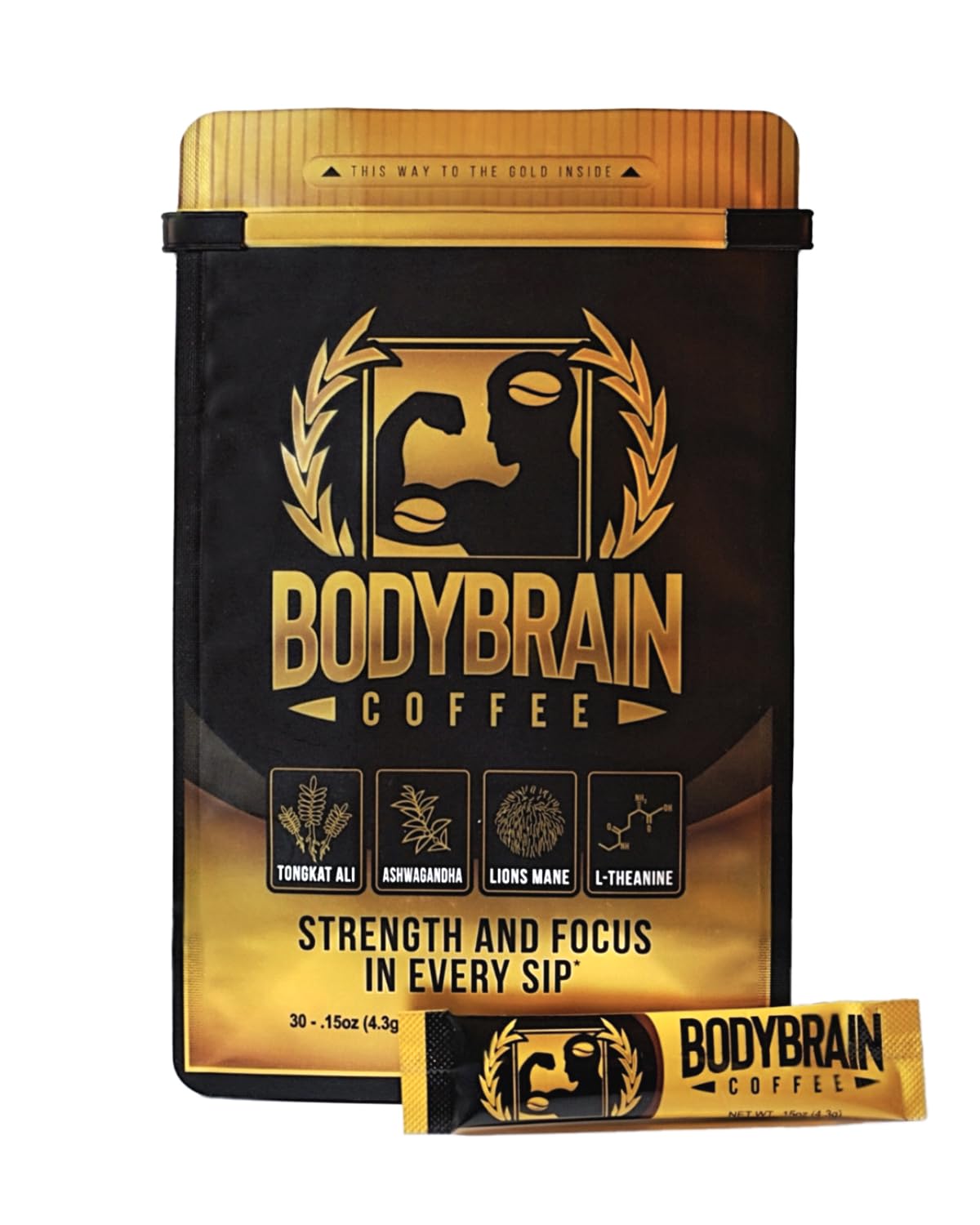 BodyBrain front packaging showing box and single-serve packets, highlights convenience