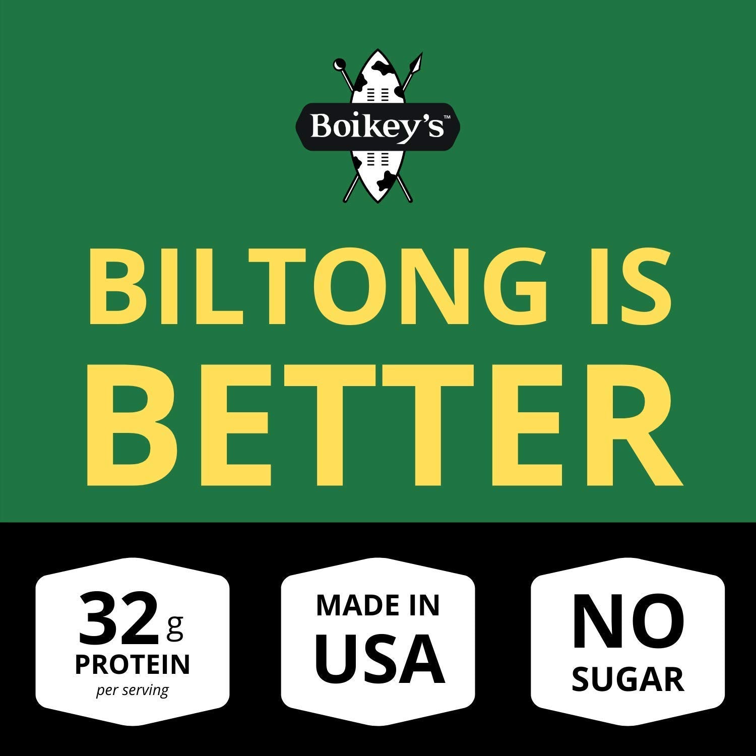 Boikey's open pouch with visible biltong, easy grab-and-go protein