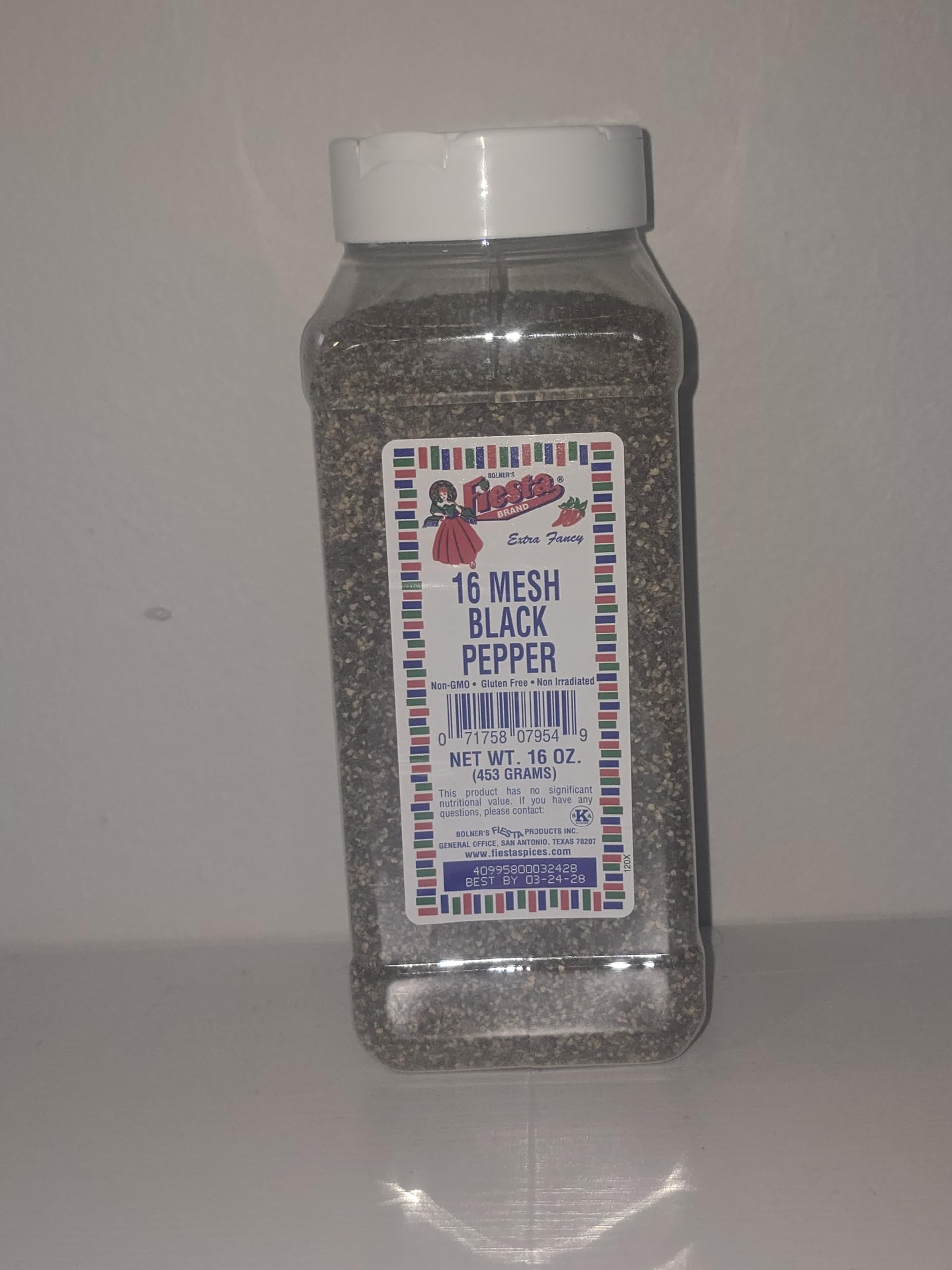 Bolne Bolner's Fiesta 16 Mesh Black Pepper front packaging showing product and size benefit