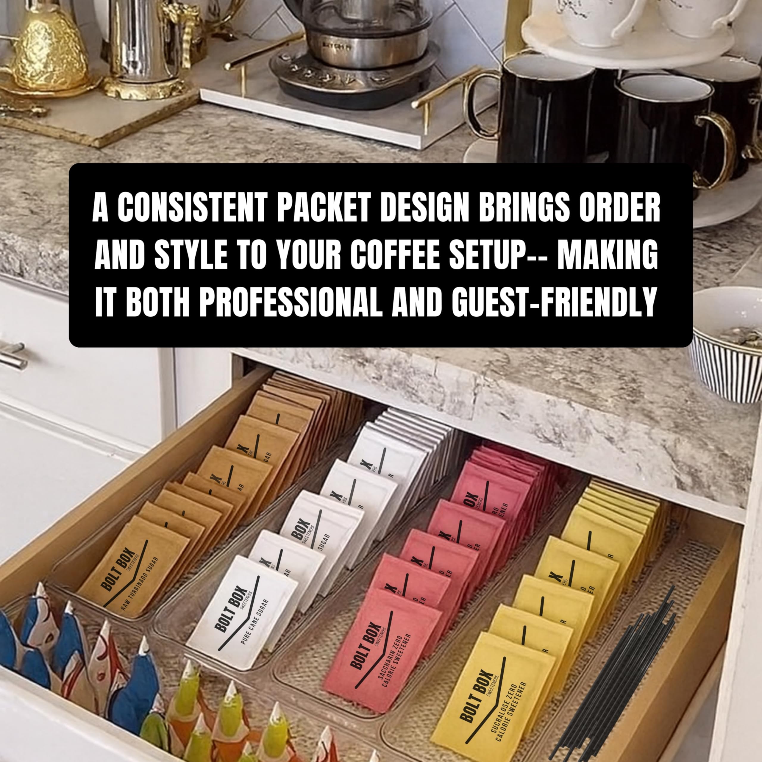 Bolt Box in an office breakroom setup demonstrating professional presentation and guest convenience