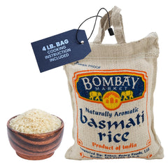 Bombay Market front packaging showing 4 lb bag and brand benefit