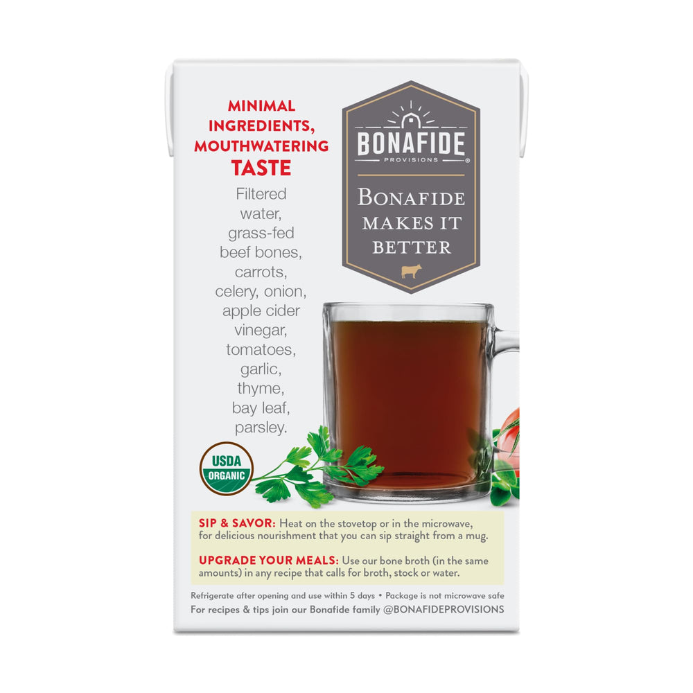 Bonafide Provisions pouring broth into pot, demonstrating convenient use and flavor boost