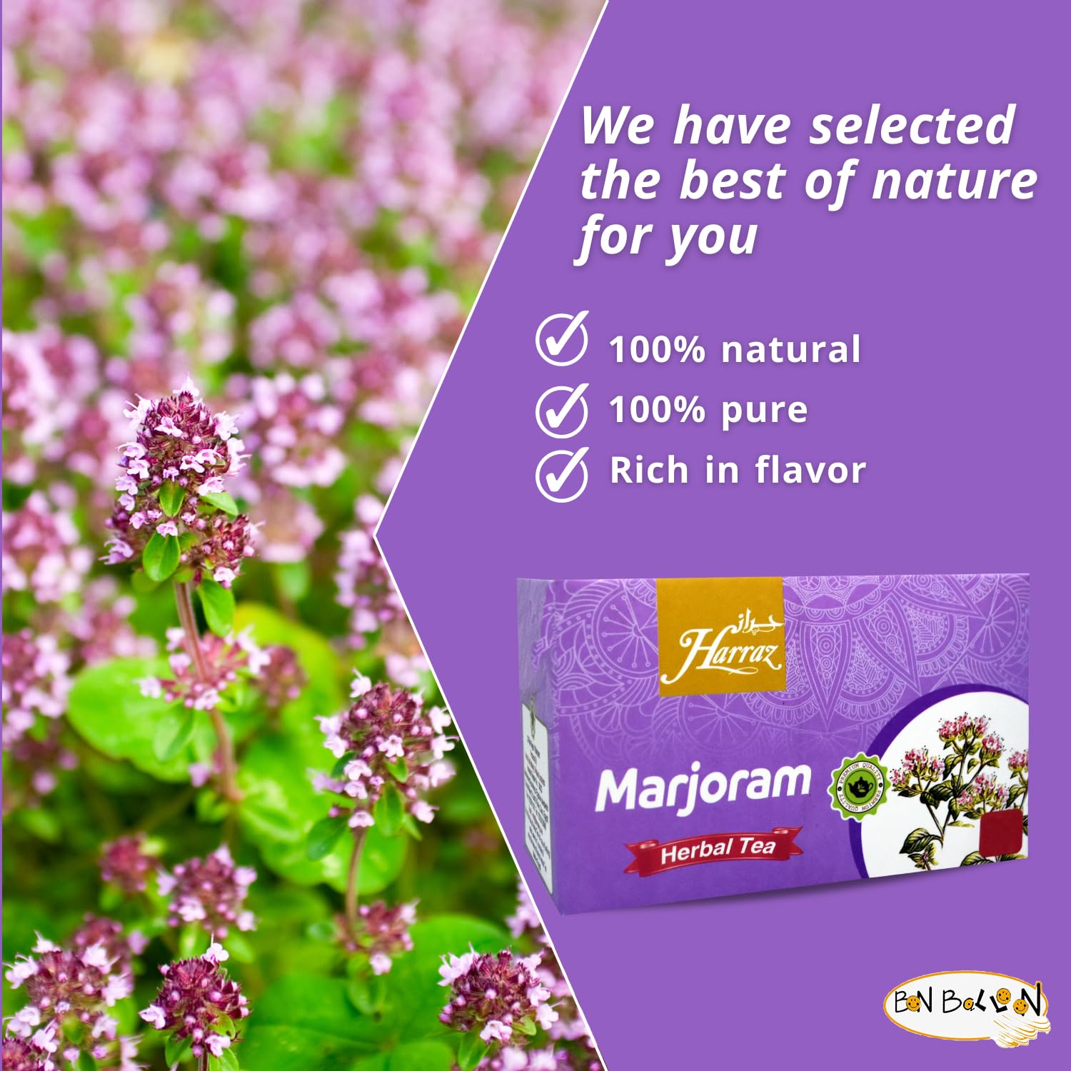 bonballoon loose marjoram leaves detail showing natural texture and purity