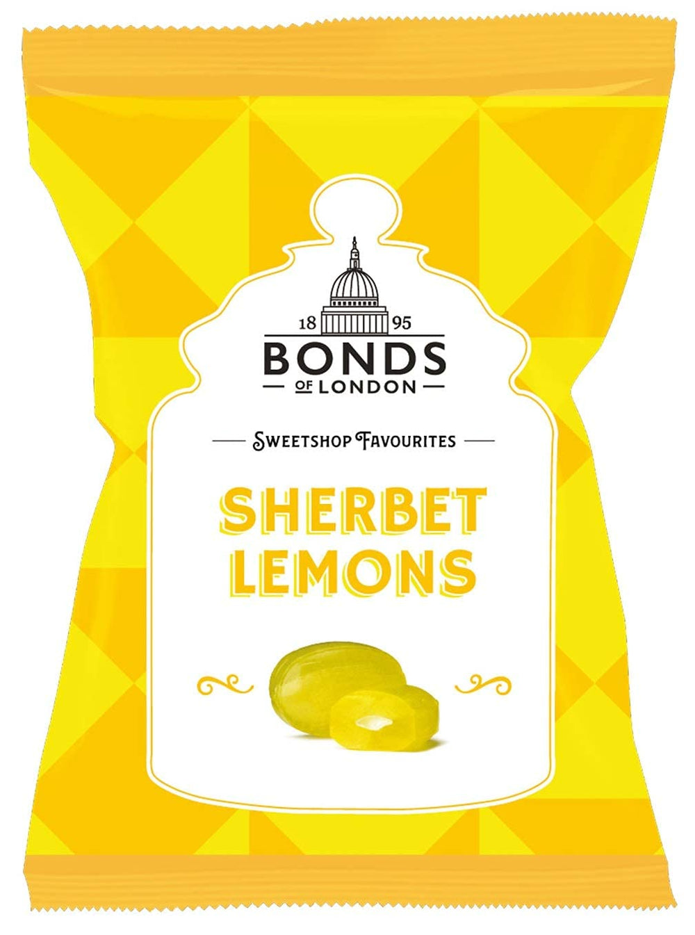 Bonds London front bag showing packaging and bright lemon flavour, great for gifting