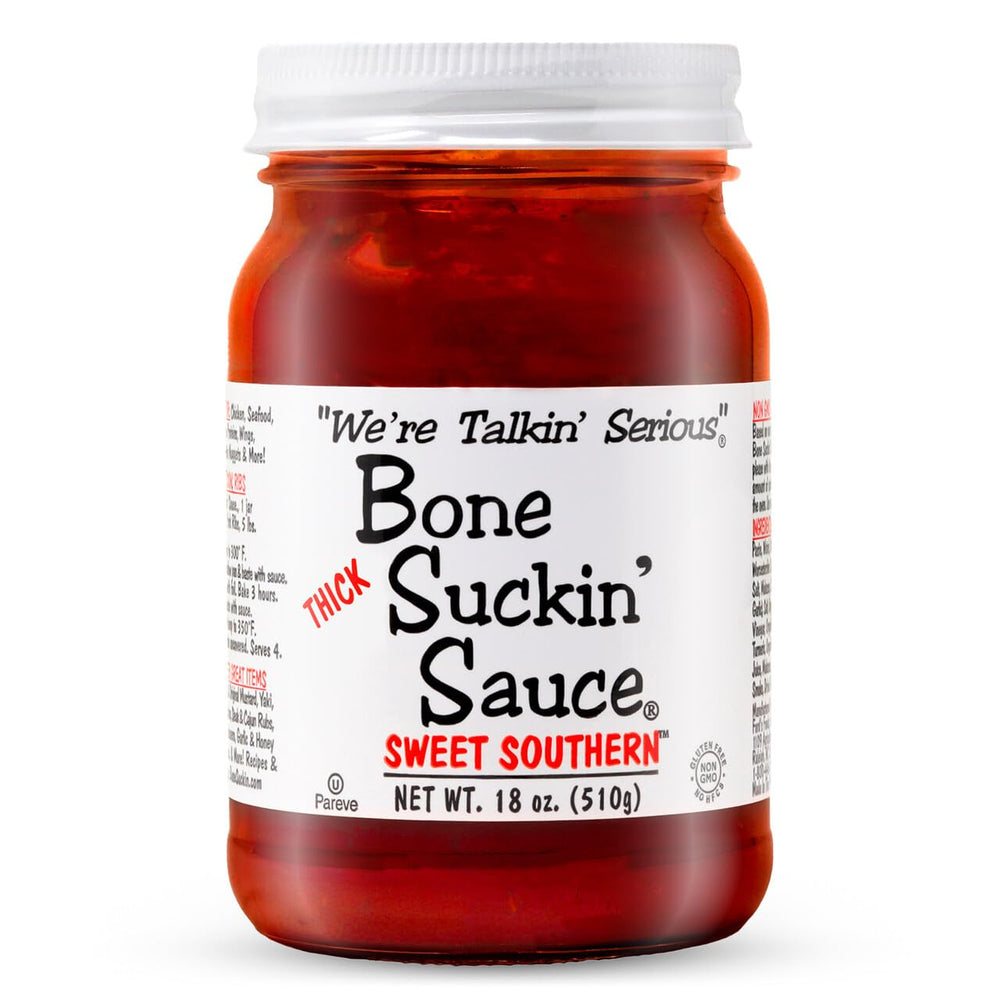 Bone Suckin' front bottle view showing label and serving suggestion benefit