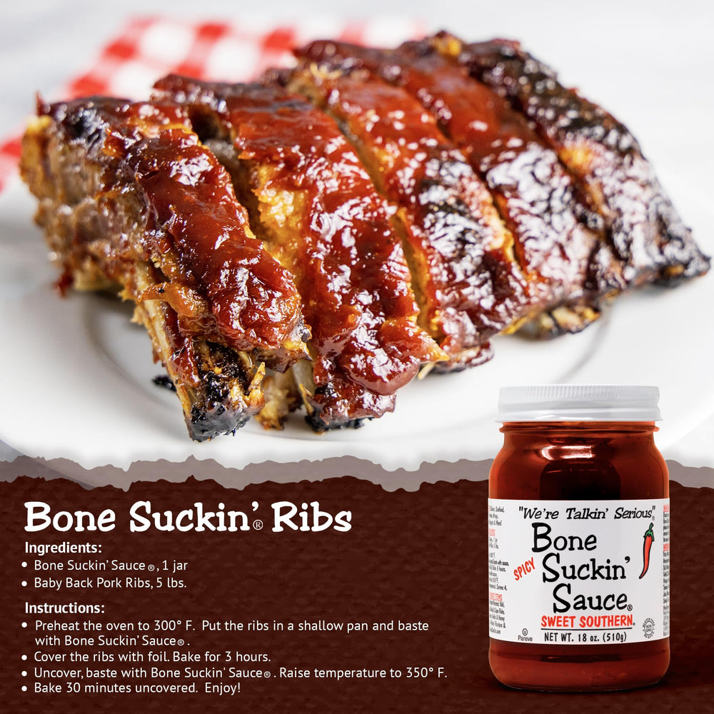 Bone Suckin' sauce glazed on ribs showing caramelized finish benefit