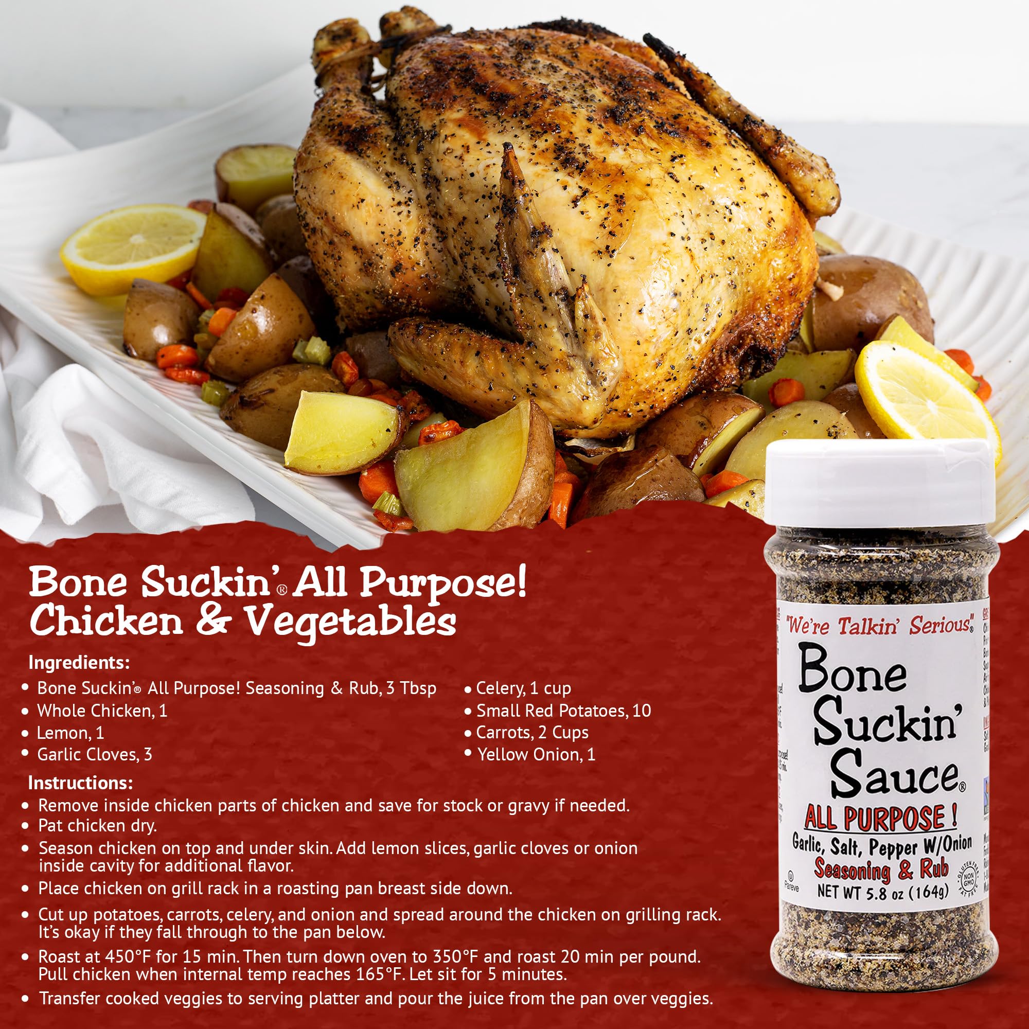 Bone Suckin' jar beside measuring spoon to show portion size and serving guidance