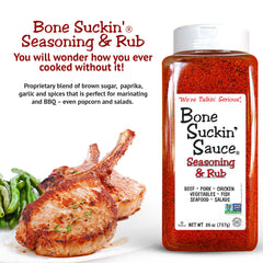 Bone Suckin' seasoning applied to grilled ribs showing caramelized glaze benefit