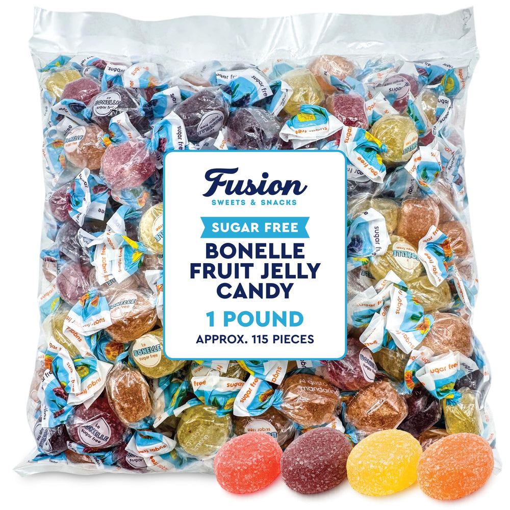 Fusion Sweets And Snacks Bonelle close-up of four fruit jelly colors showing flavor variety and appeal