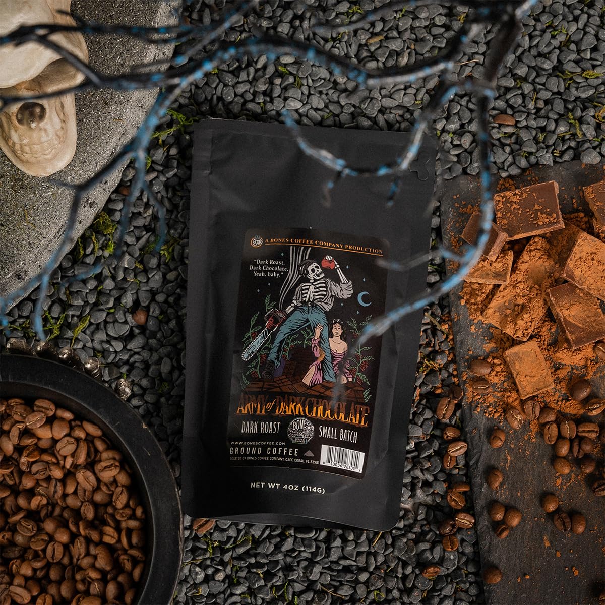 Bones Coffee Company auto-drip coffee maker brewing a cup showing consistent, easy extraction