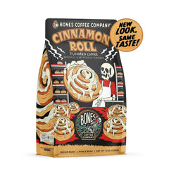Bones Coffee Company open resealable bag with whole beans preserving fresh flavor