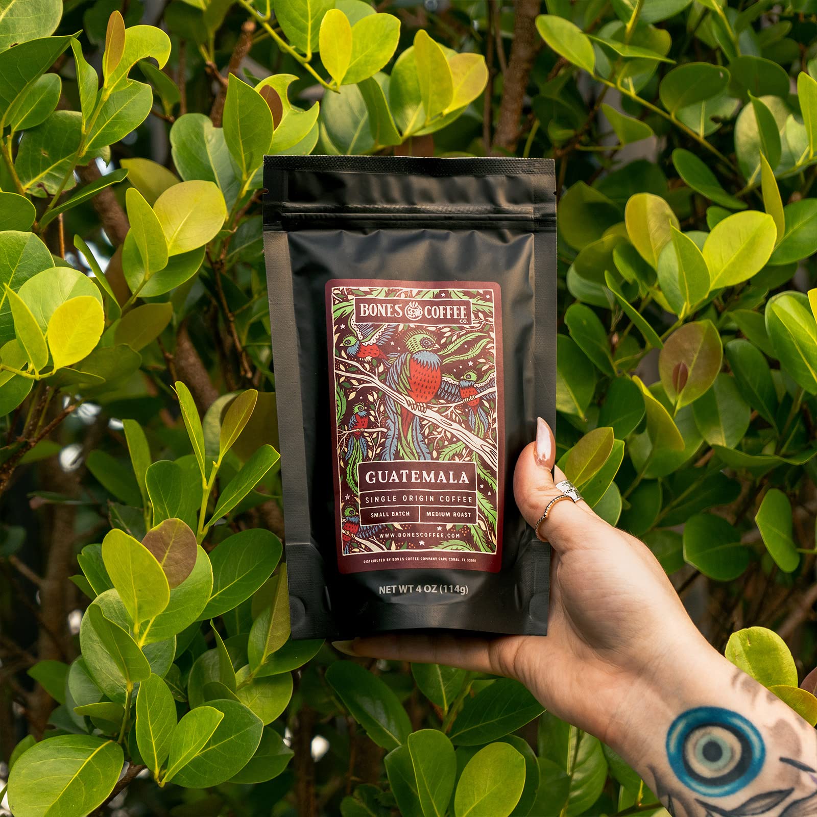 Bones Coffee Company Ethiopia aroma rising from cup highlighting floral fruity complexity