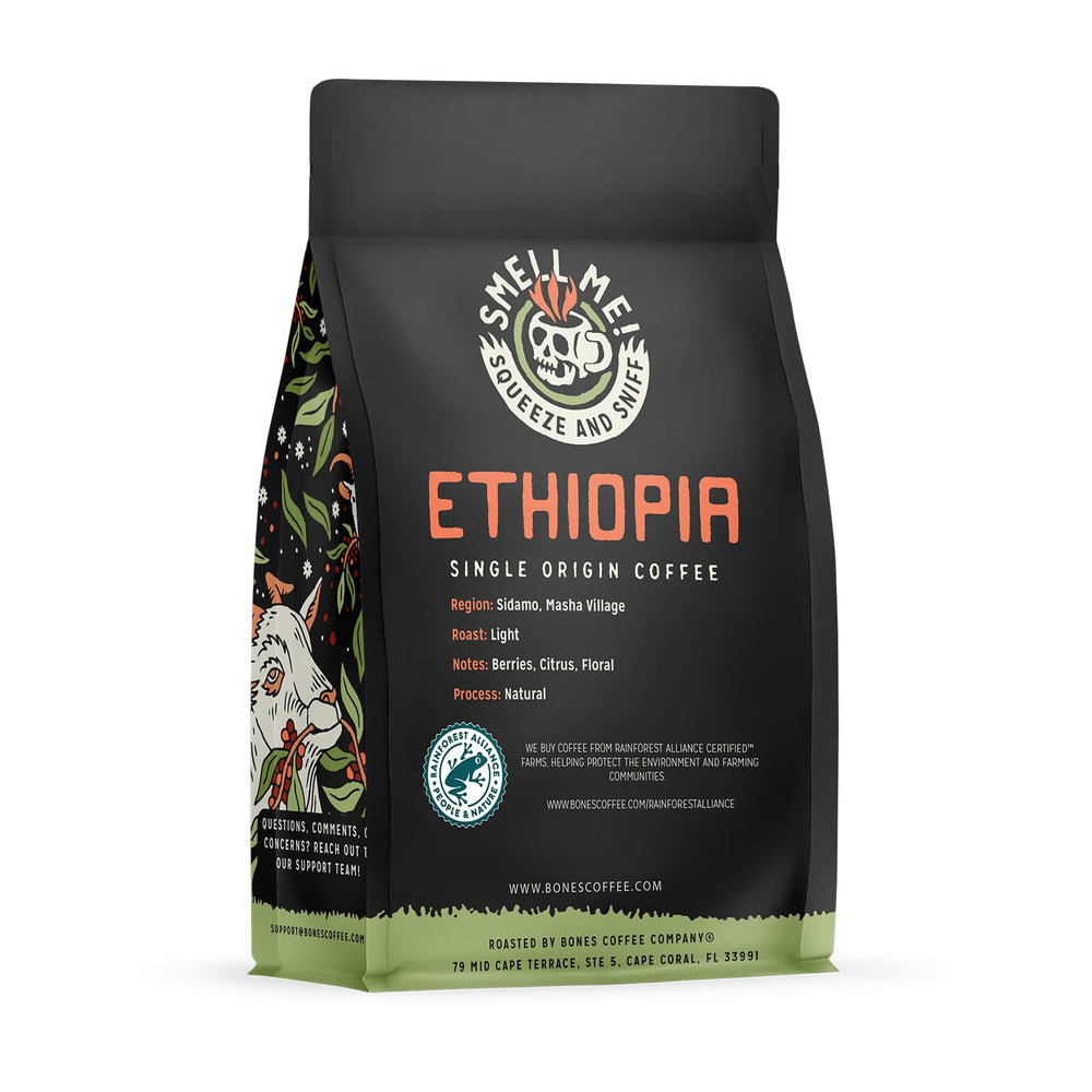 Bones Coffee Company resealable zipper detail preserving freshness