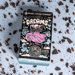 French press pouring Bones Coffee, demonstrates rich-bodied brew and flavor extraction