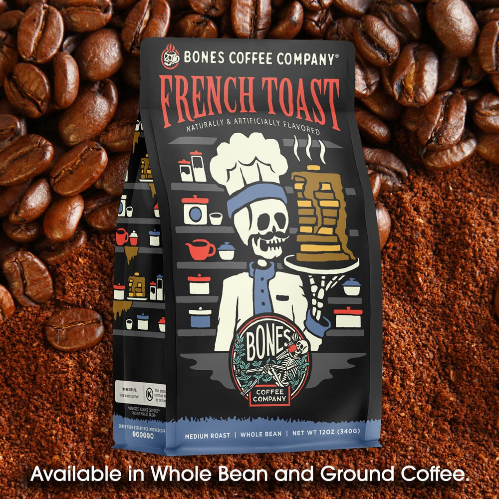 Bones Coffee Company grounds in pour-over dripper illustrating easy brewing