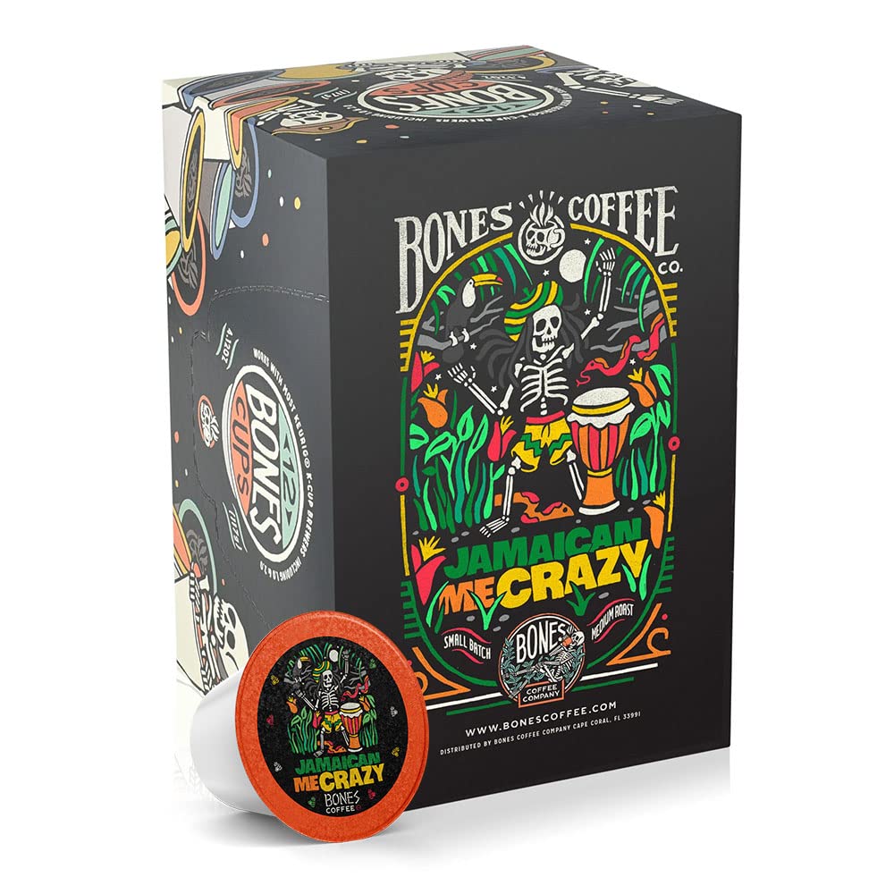 Bones Coffee Company front packaging showing 12-count pouch and branding, inspires convenience