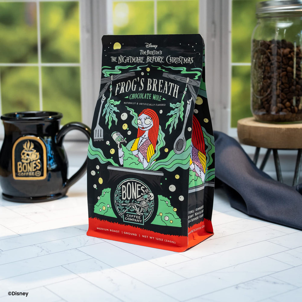 Bones Coffee Company resealable zipper close-up preserving aroma and freshness