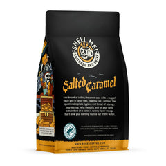 Bones Coffee Company open bag with pre-ground coffee ready for auto-drip convenience