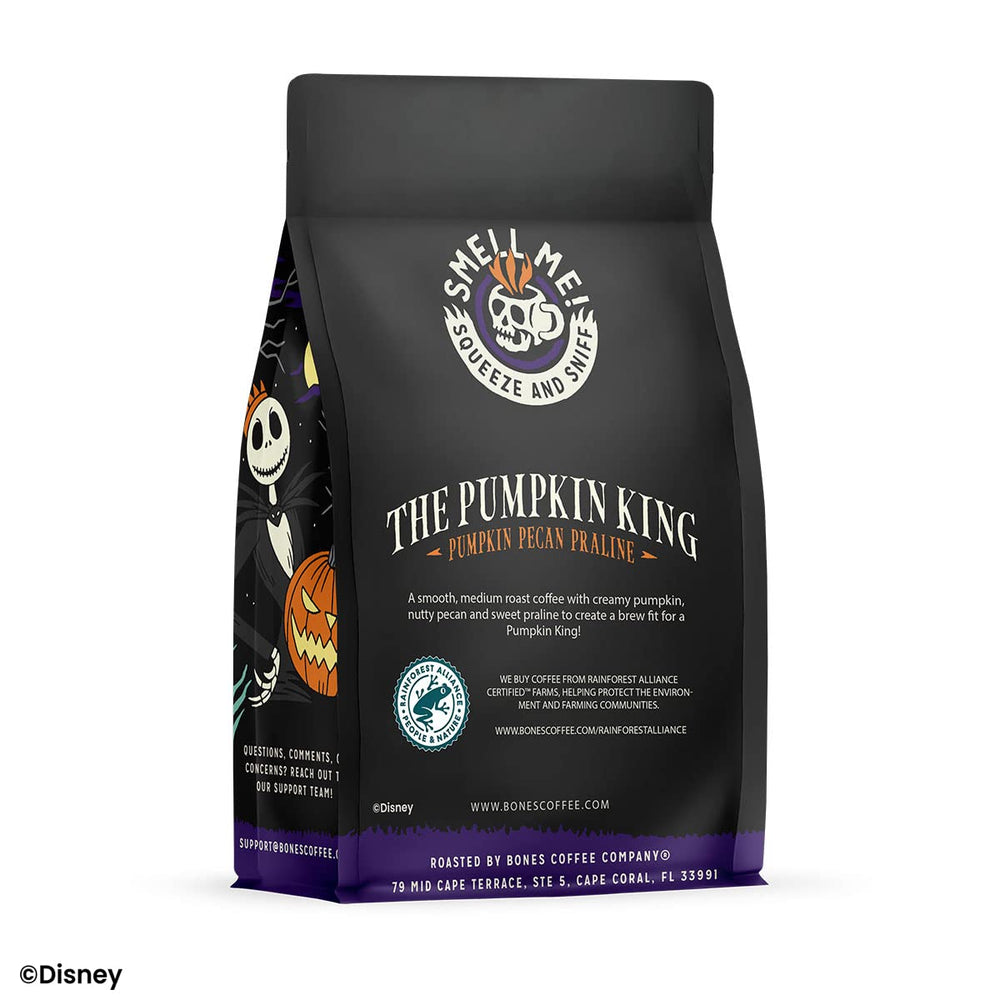 Bones Coffee Company opened bag with grounds visible offering resealable freshness benefit