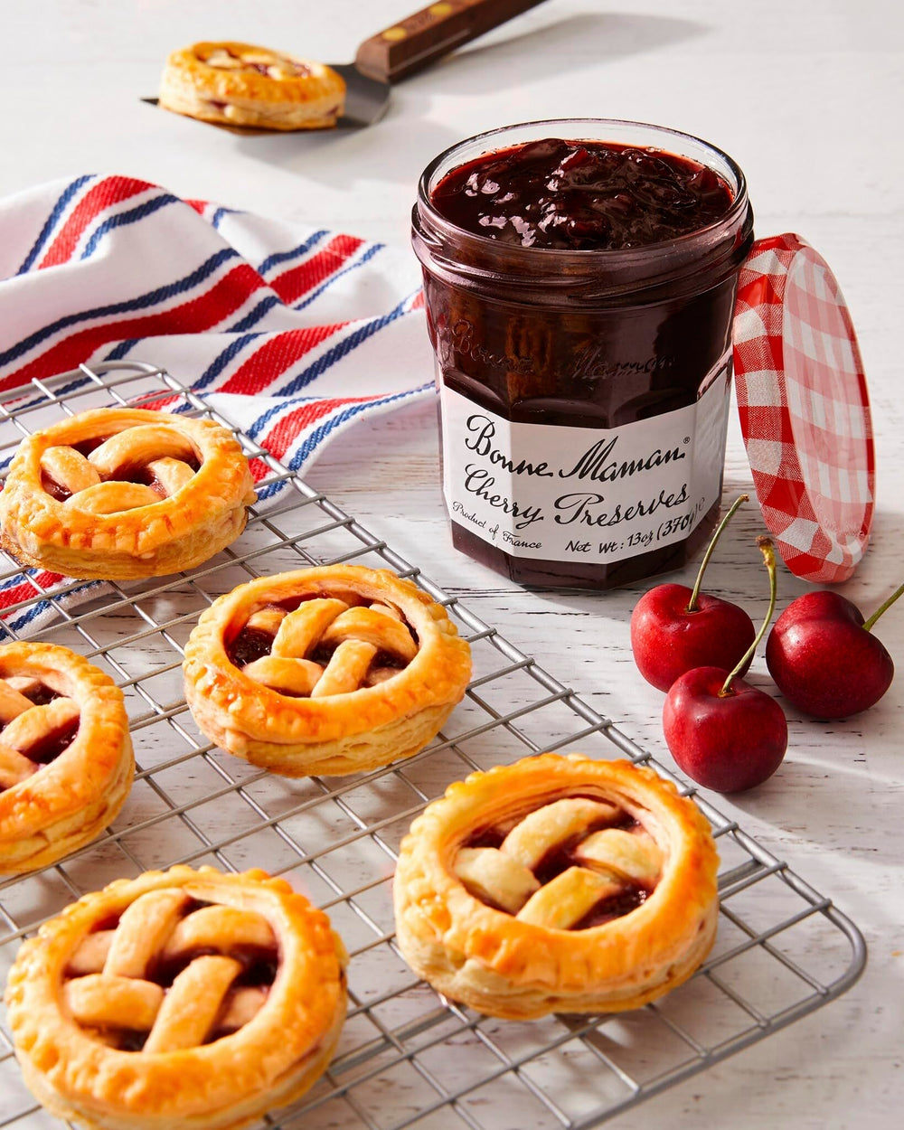 Bonne Maman apricot preserve used as a pastry glaze highlighting bright flavor and baking use