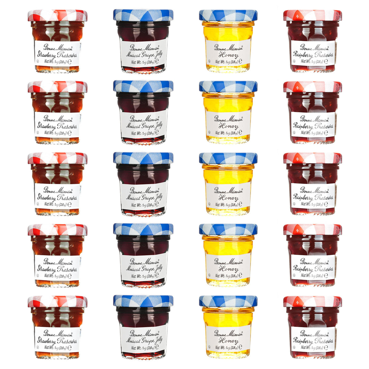 Bonne Maman mini jars front packaging showing variety and elegant portion control