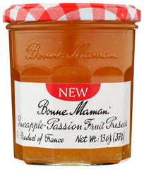 Bonne Maman pineapple-passion fruit jar label clearly visible, helps identify flavor