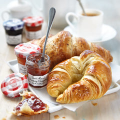 Bonne Maman close-up of strawberry pieces in preserve highlighting natural fruit pieces and texture