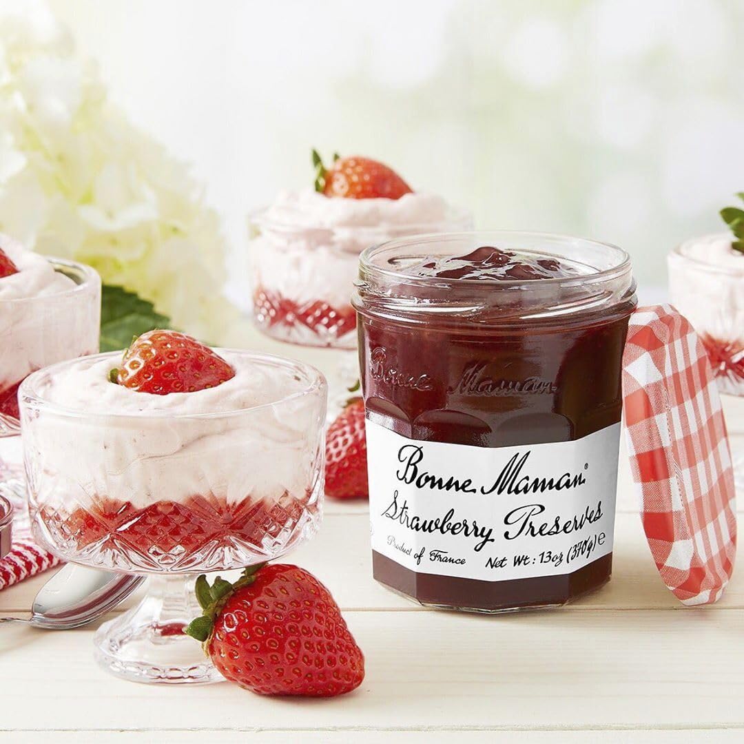Bonne Maman three jars side-by-side demonstrating size and variety for pantry-ready convenience