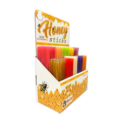 Bonneville Honey Company display next to a ruler showing compact size and space-saving benefit