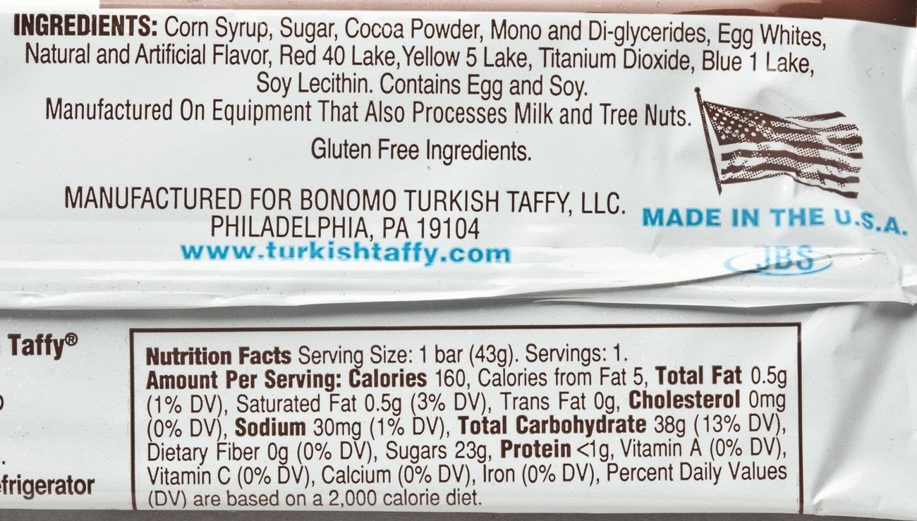 Bonomo close-up of taffy texture highlighting chewy consistency and appeal