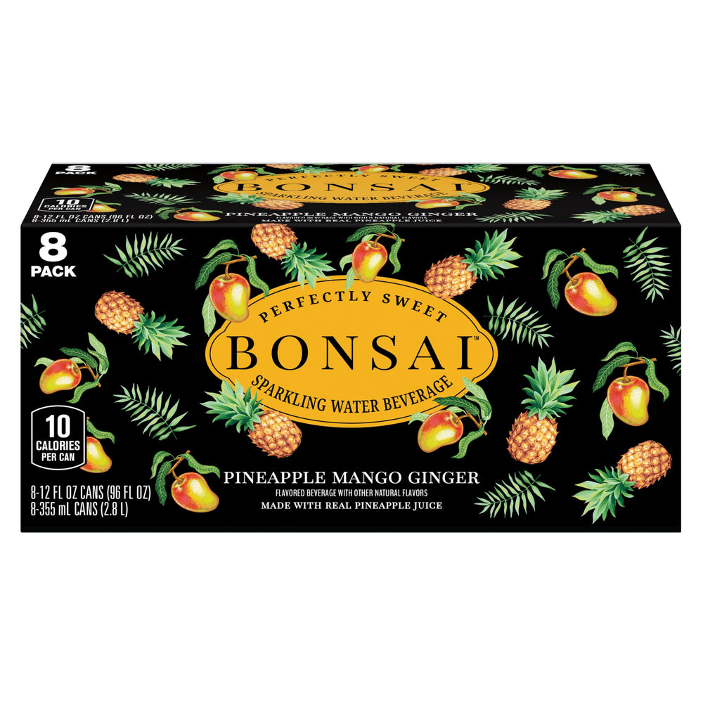 Bonsai single can close-up displaying vibrant label and crisp condensation