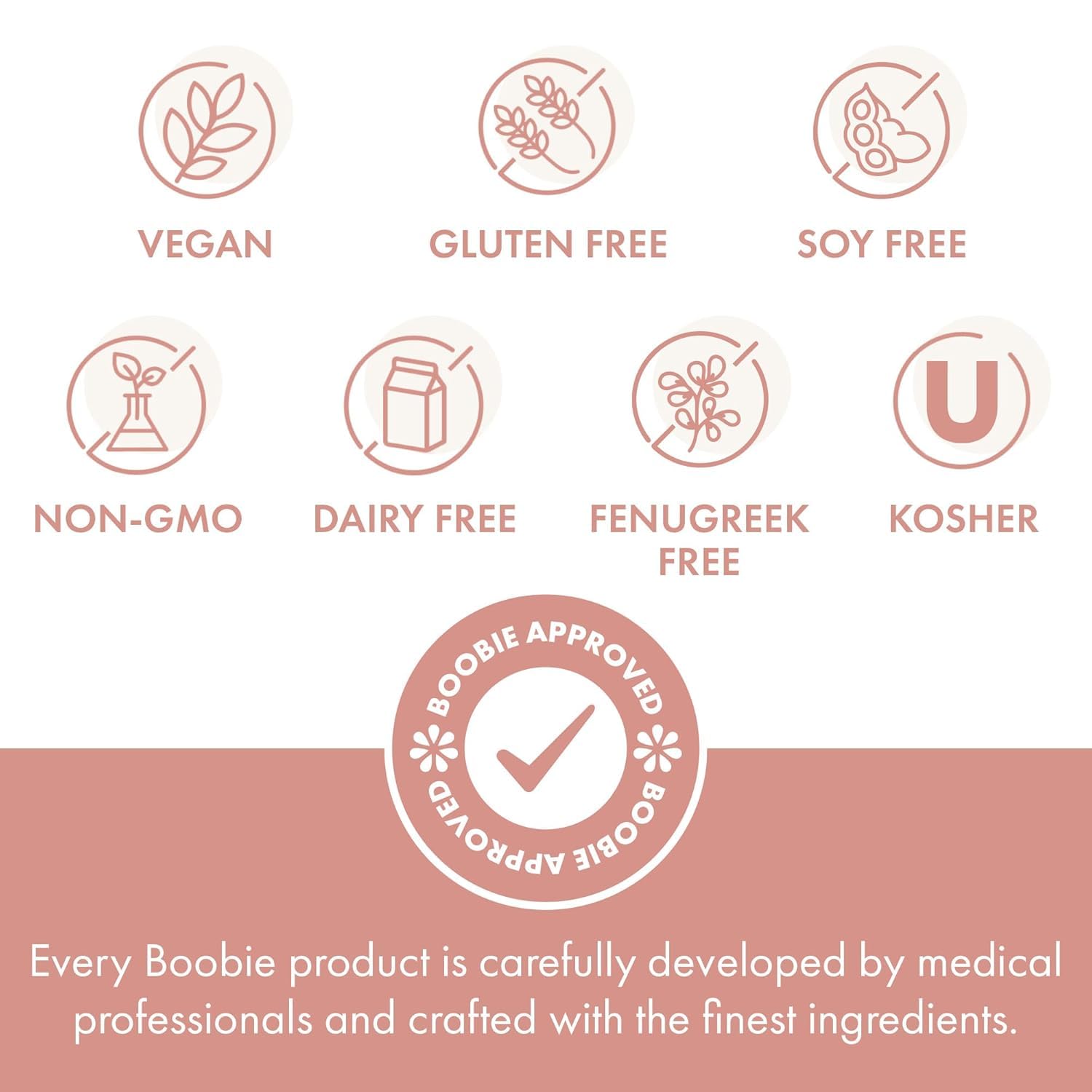 Boobie Brands ingredients flatlay including moringa, flaxseed, oats for support
