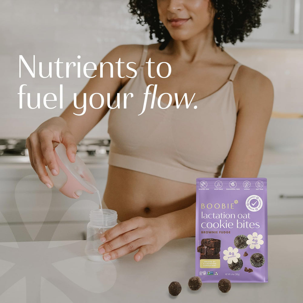Boobie Brands ingredients flatlay with oats flax and dates for wholesome nutrition