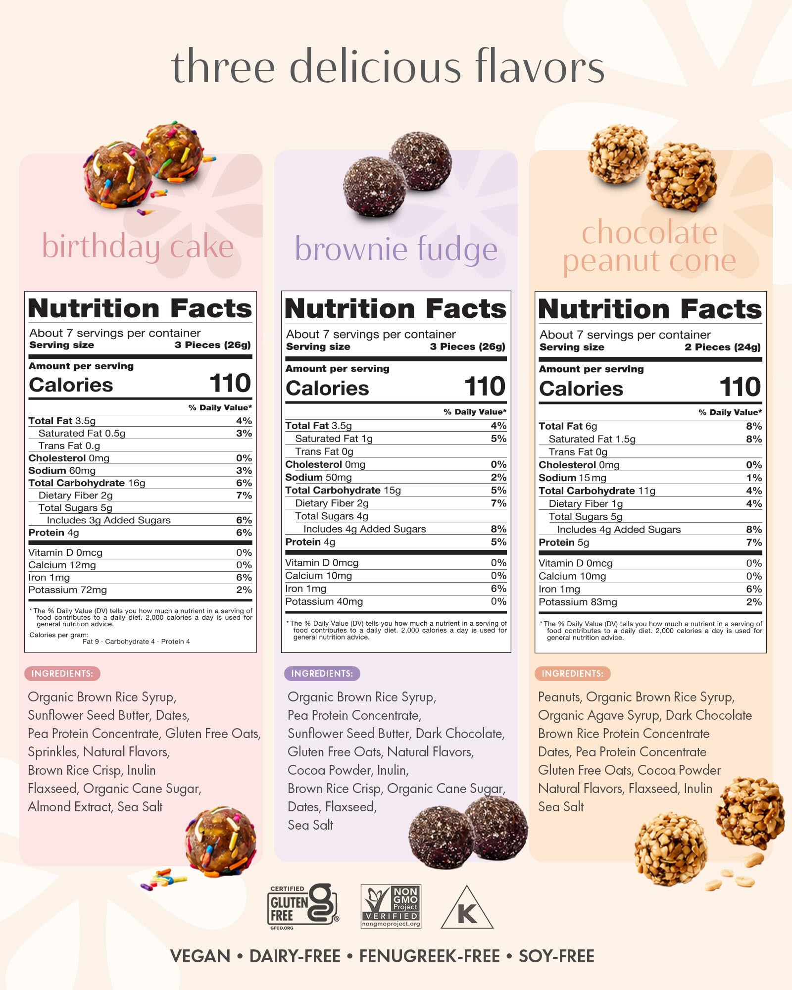 Boobie Brands packaging label close-up showing ingredients and allergen-friendly benefits