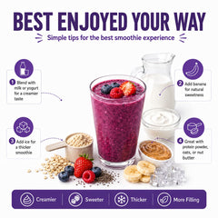 BOOST BLENDS smoothie bowl with fruit and seeds showing versatile serving benefit