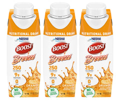 BOOST Breeze orange front packaging showing bottle and label benefits