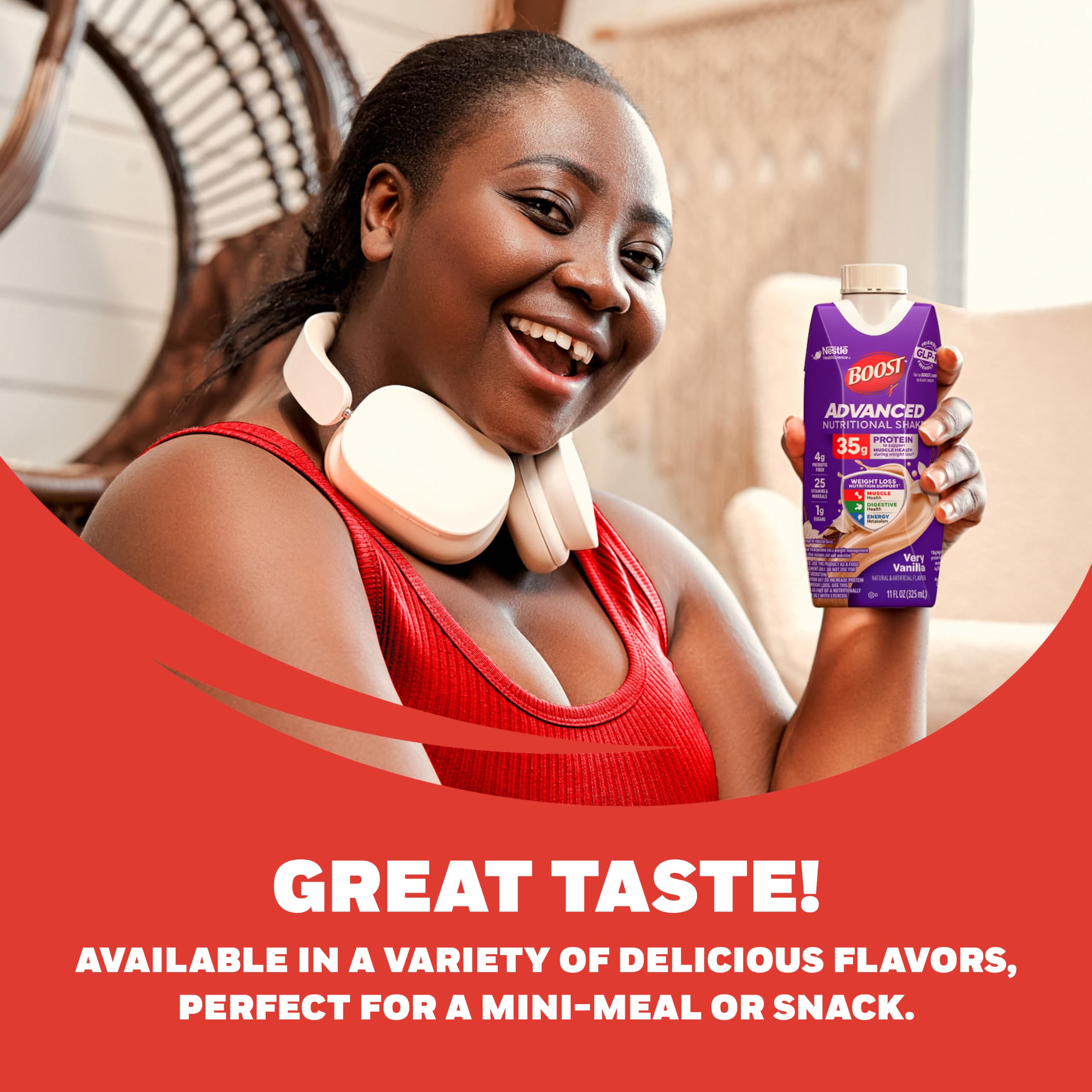 BOOST carton in hand showing size and portability for on-the-go nutrition