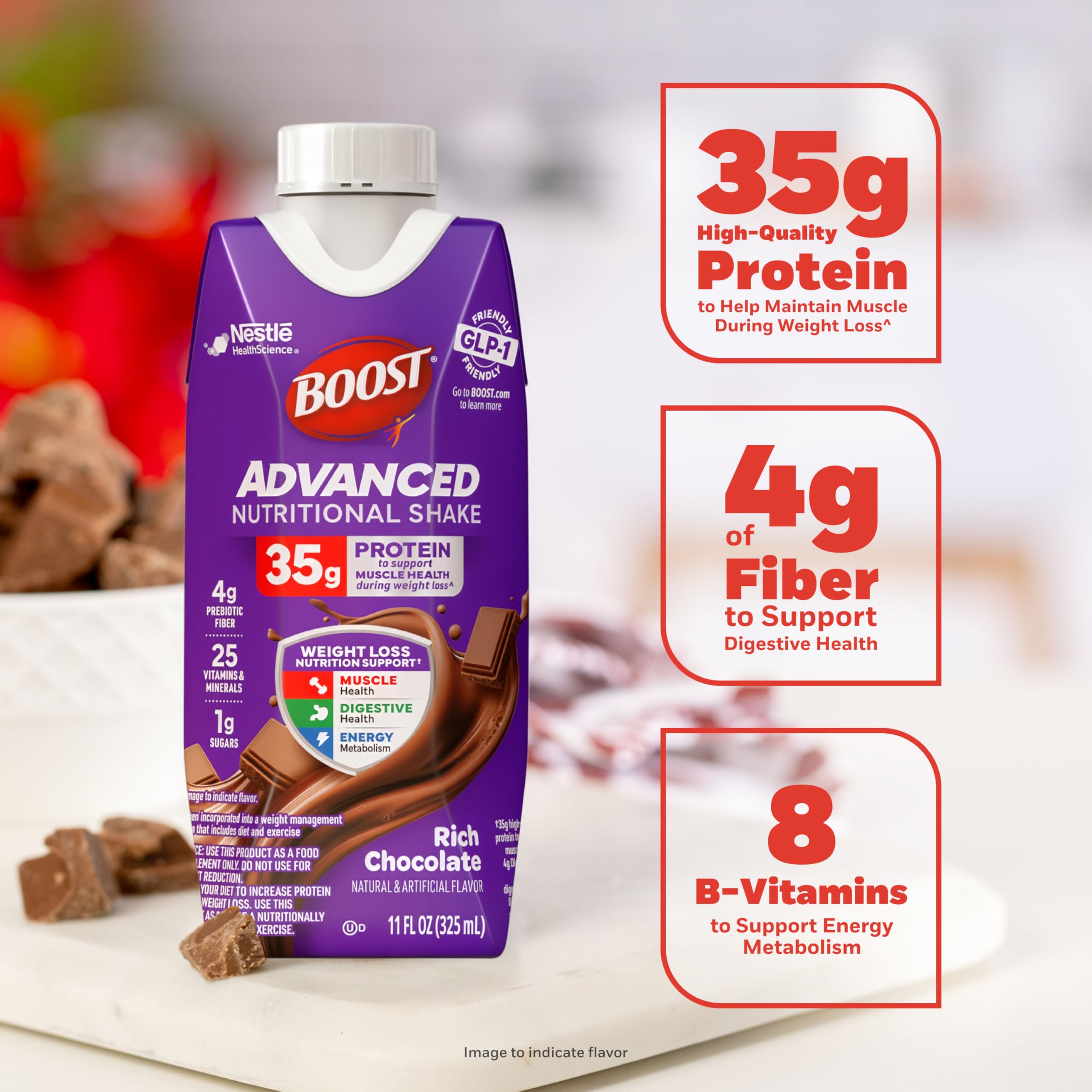 BOOST chocolate pour texture close-up showing creamy consistency and taste