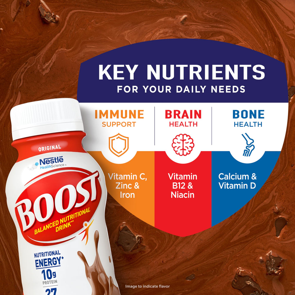BOOST pouring chocolate drink into glass illustrating smooth texture