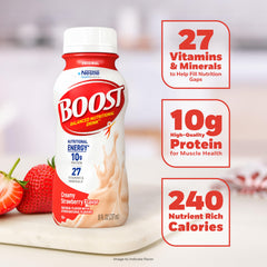 Creamy strawberry drink texture in a close-up to show thickness and appealing consistency