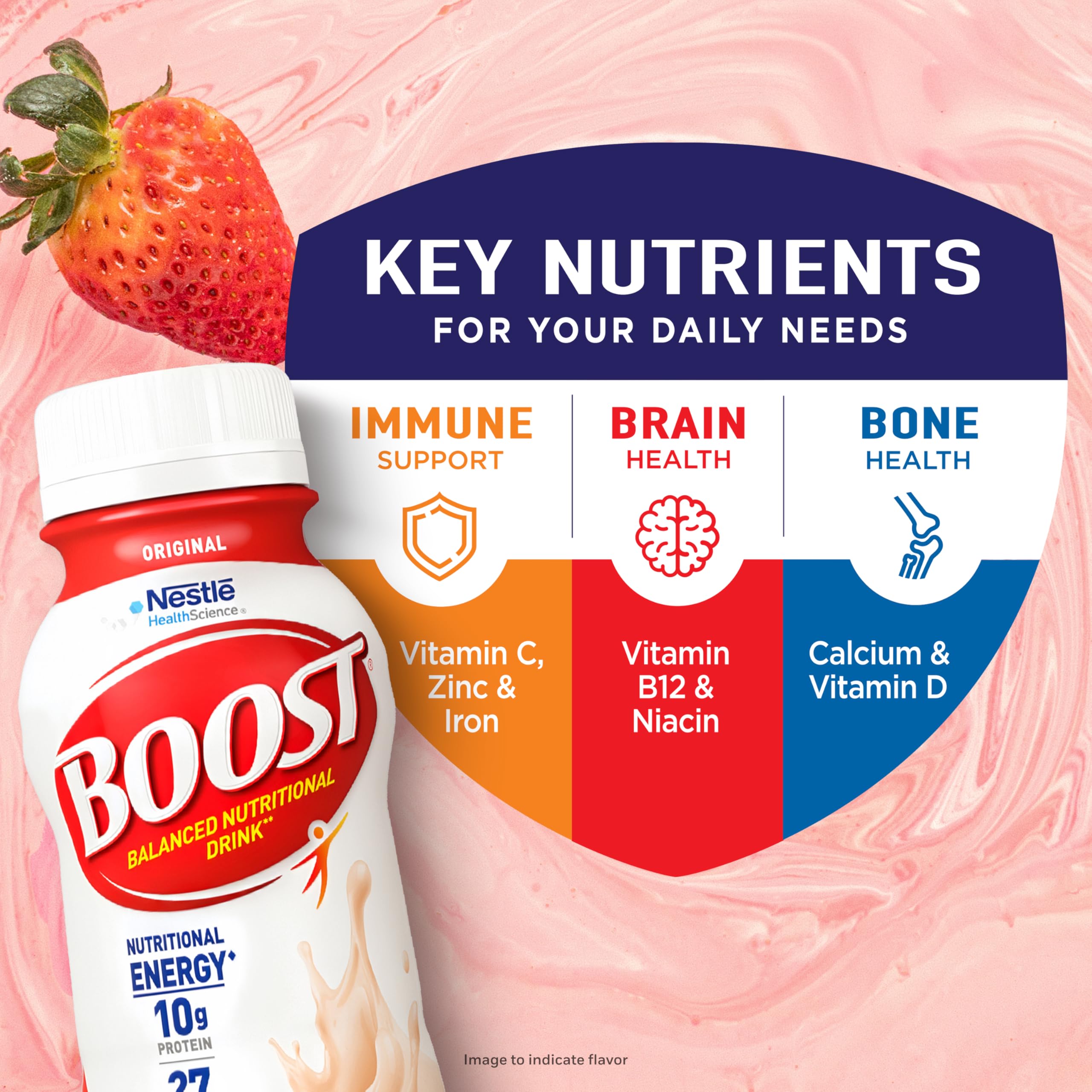 Close-up of BOOST label with ingredients and 27 vitamins and minerals clearly visible